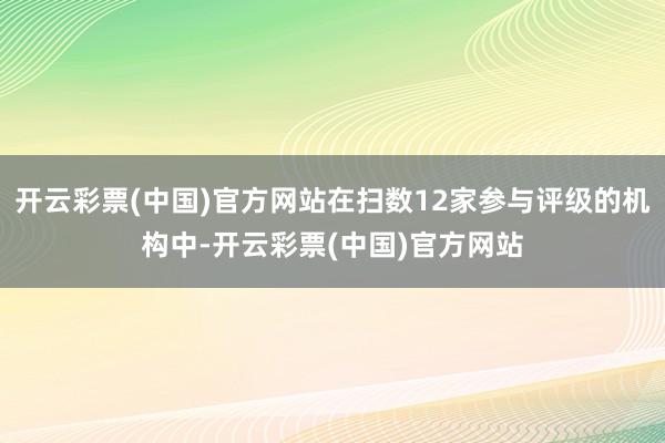 开云彩票(中国)官方网站在扫数12家参与评级的机构中-开云彩票(中国)官方网站